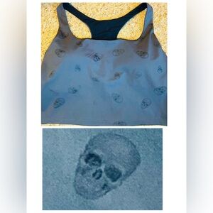 ✨NWT Metallic Skull Design Black Athletic Racerback Padded Bra Top